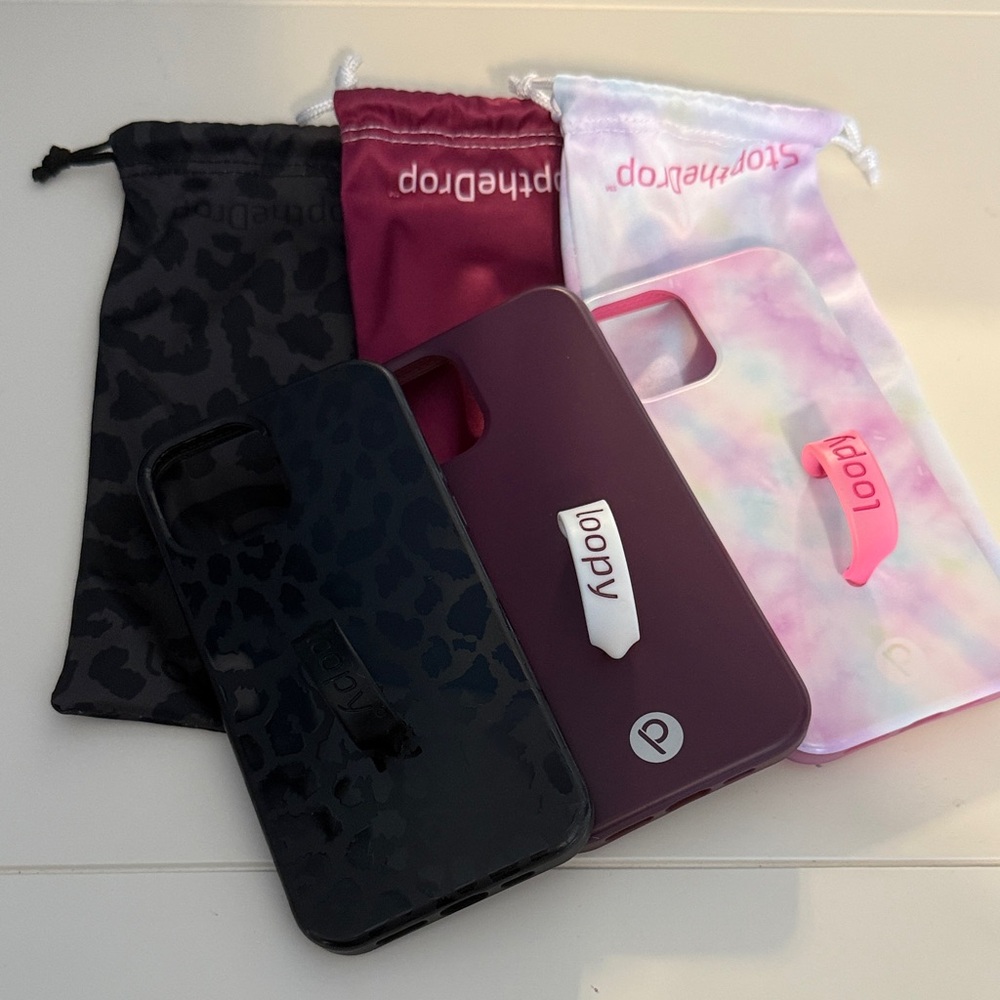iPhone 12 Loopy Case Trio - Black, Burgundy and Pink Tie-dye